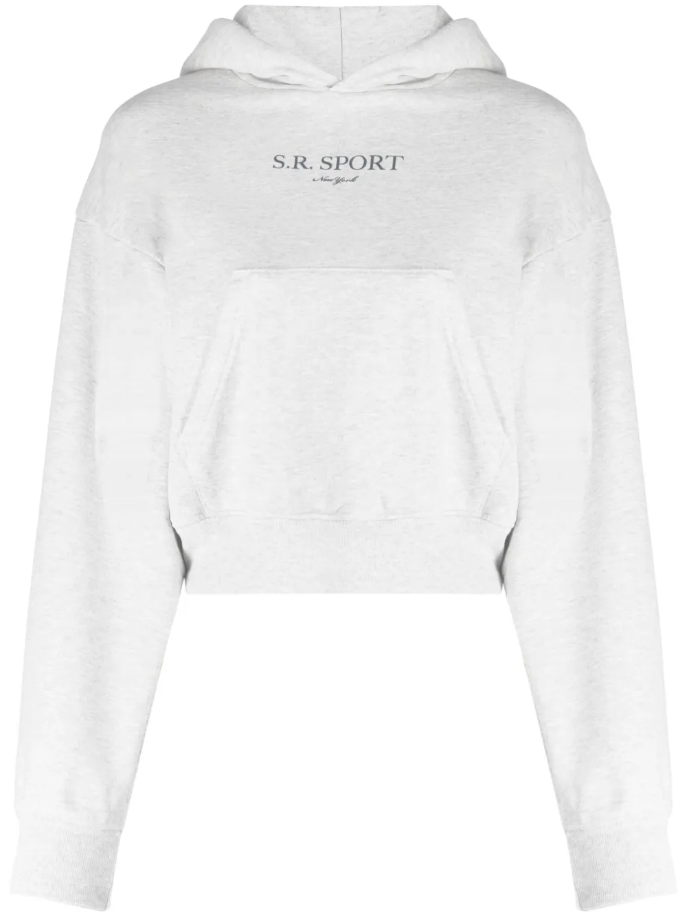 

Меланжевое худи с надписью Sporty & Rich, серый