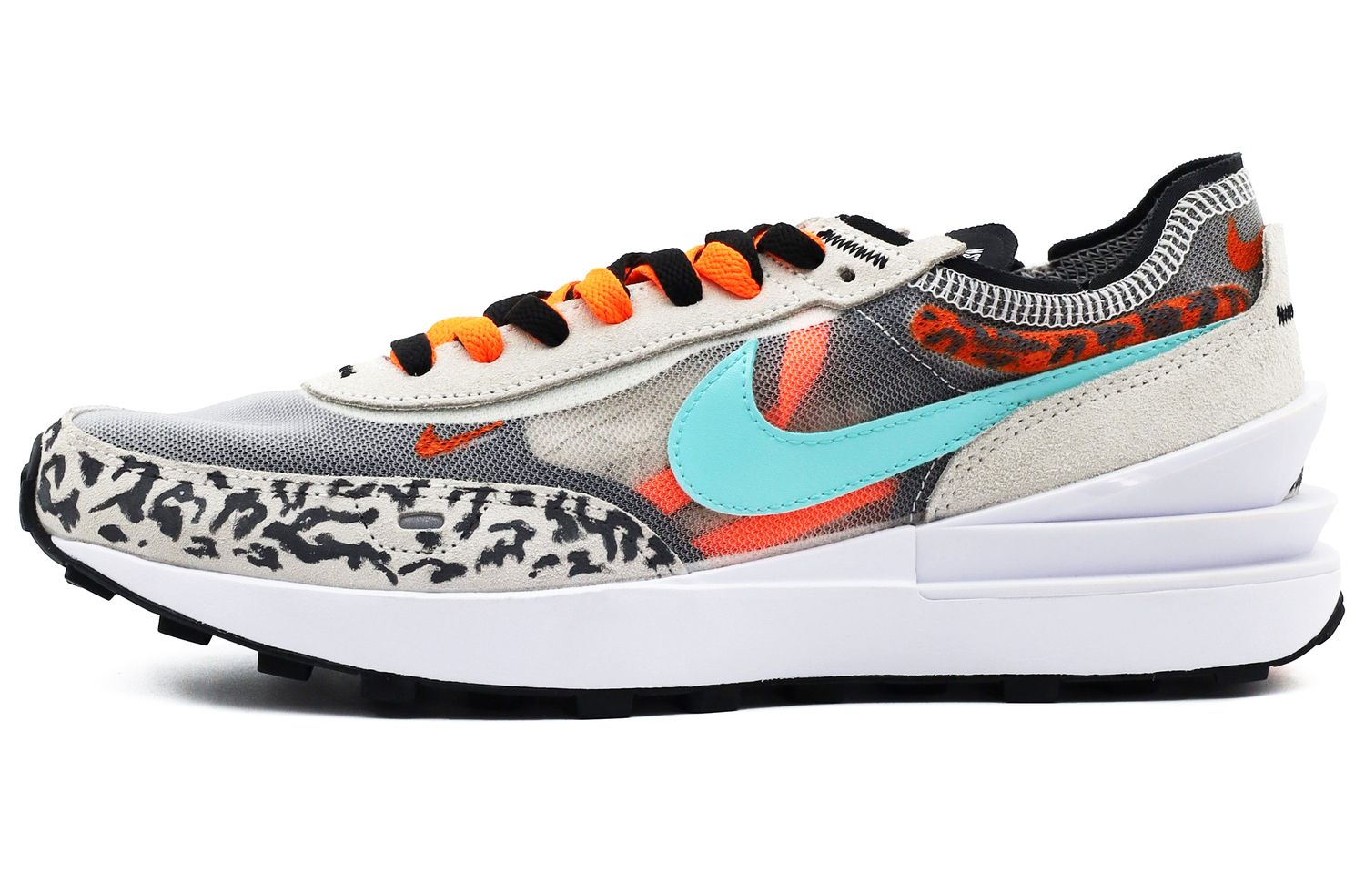 

Nike Waffle One противоскользящие износостойкие дышащие легкие низкие спортивные повседневные кроссовки мужские оранжево-серые бирюзовые с оранжево-красным, цвет Orange Red