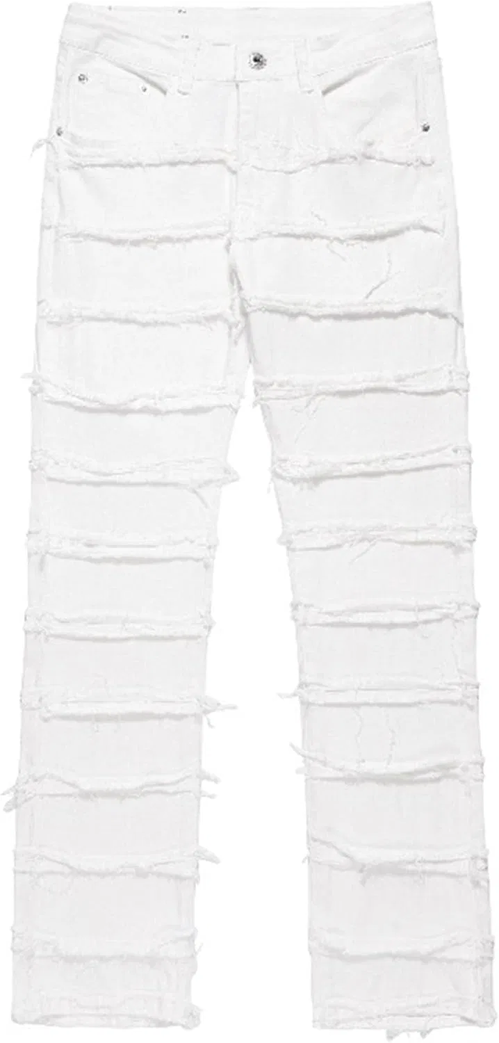Джинсы скинни с кисточками, White