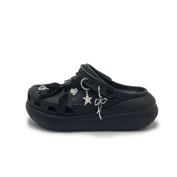 Crocs Классические женские черные сабо с бантом в стиле панк-панк