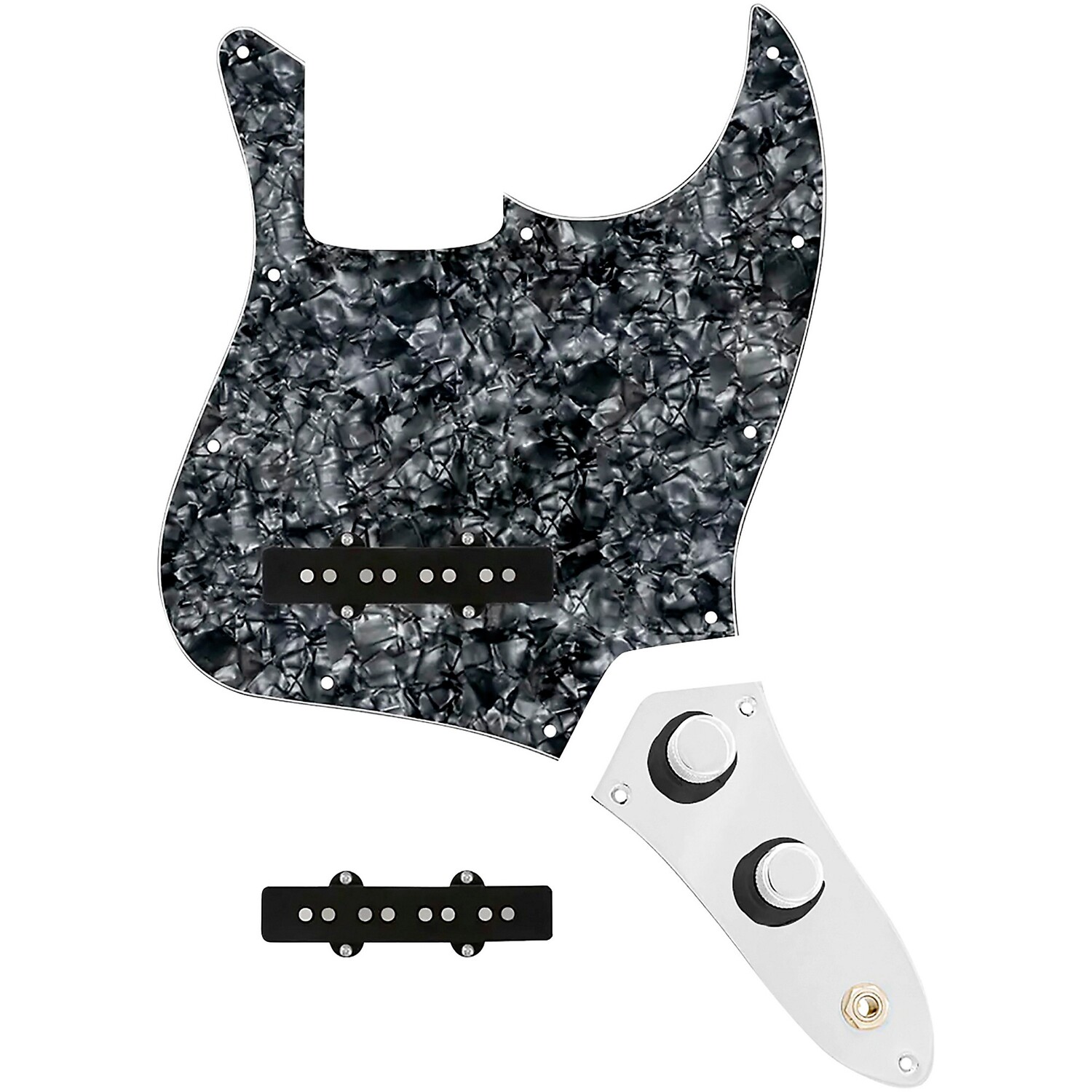 

Кастомная накладка 920d с накладкой джазовых басов, карманными (винтажными) звукоснимателями и пластиной управления JB-CON-CH-BK Black Pearl 920d Custom