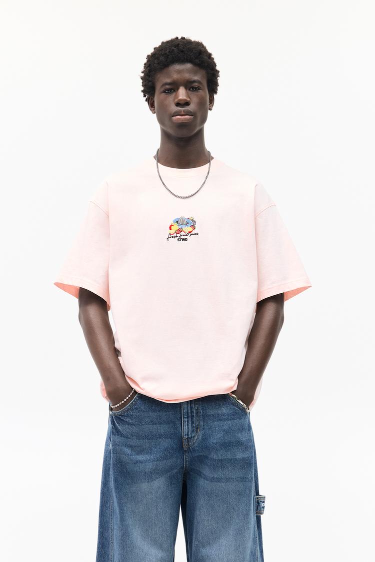

Футболка со значком Stwd Fruit Pull And Bear, розовый