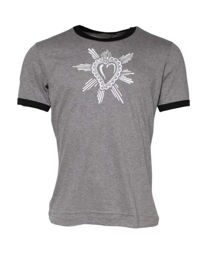 

Роскошная футболка с круглым вырезом в виде священного сердца Dolce & Gabbana, серый