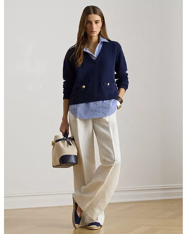 Хлопковый свитер с многослойной отделкой пуговицами Ralph Lauren, Multi — фото 2