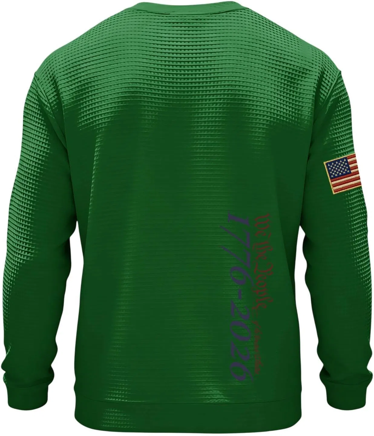 Футболка с длинным рукавом American Flag, вафельный трикотаж, патриотическая, 3-green — фото 2