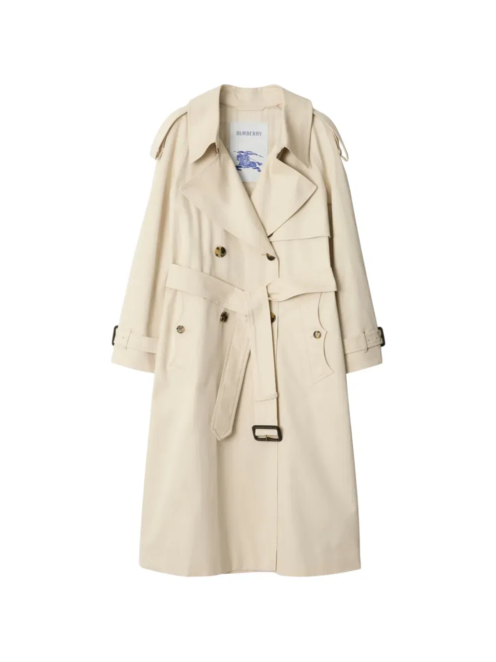 Тренч Burberry Fitzrovia, длинный, свободный крой, бежевый