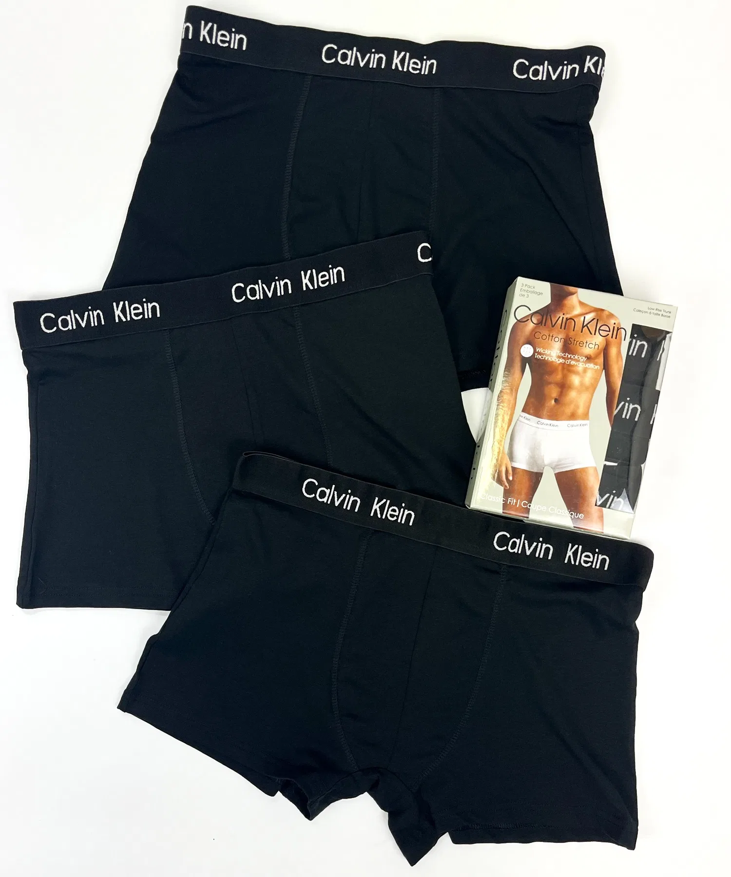 【CALVIN KLEIN】 Трусы с низкой посадкой Calvin Klein, 3 шт., черные. Боксеры Calvin Klein из хлопка с эластичной тканью, черные, 3 шт.