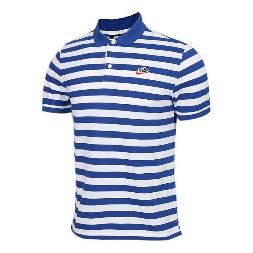 

Футболка Nike Stripe Cotton Short Sleeve Polo Shirt Blue BQ9075-438