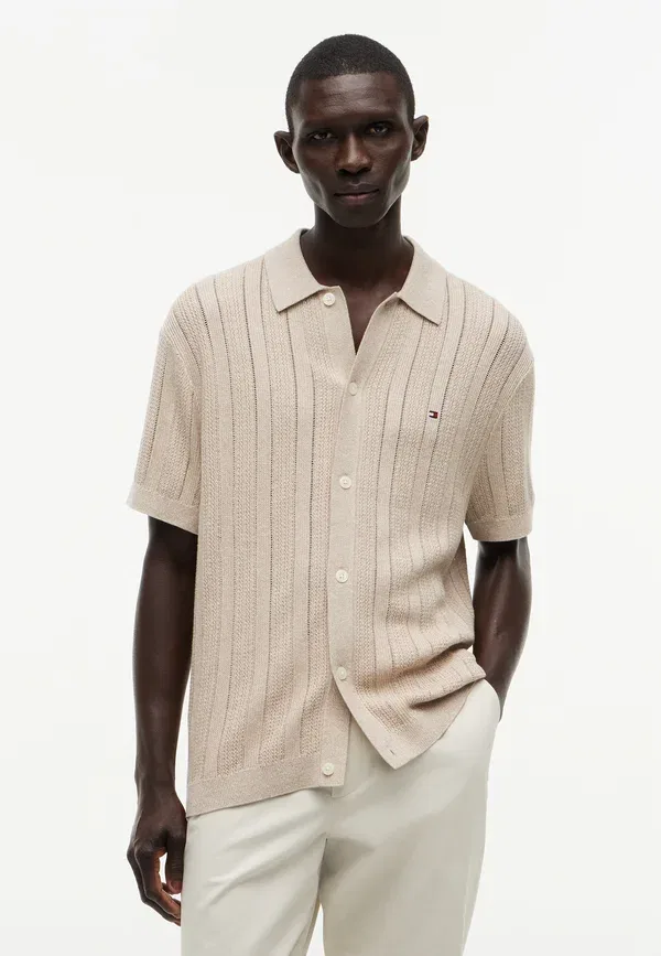 Футболка Tommy Hilfiger Pointelle Structure SS Shirt Summer Resort Shirt, цвет батик хаки хизер