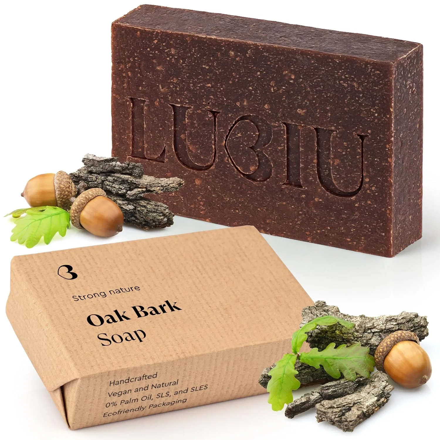 Мужское твердое мыло 3-в-1 «Oak» для тела, волос и бороды, 100 г Lubiu