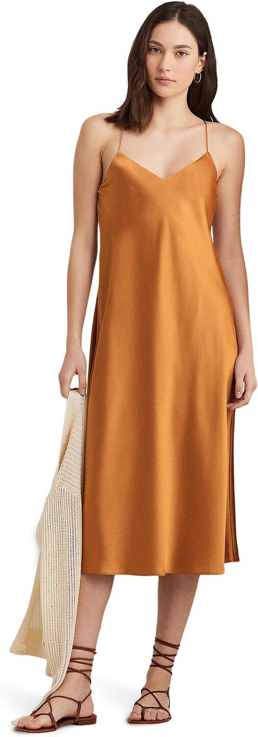 

Платье LAUREN Ralph Lauren Charmeuse Slip Dress, цвет Argan Bronze