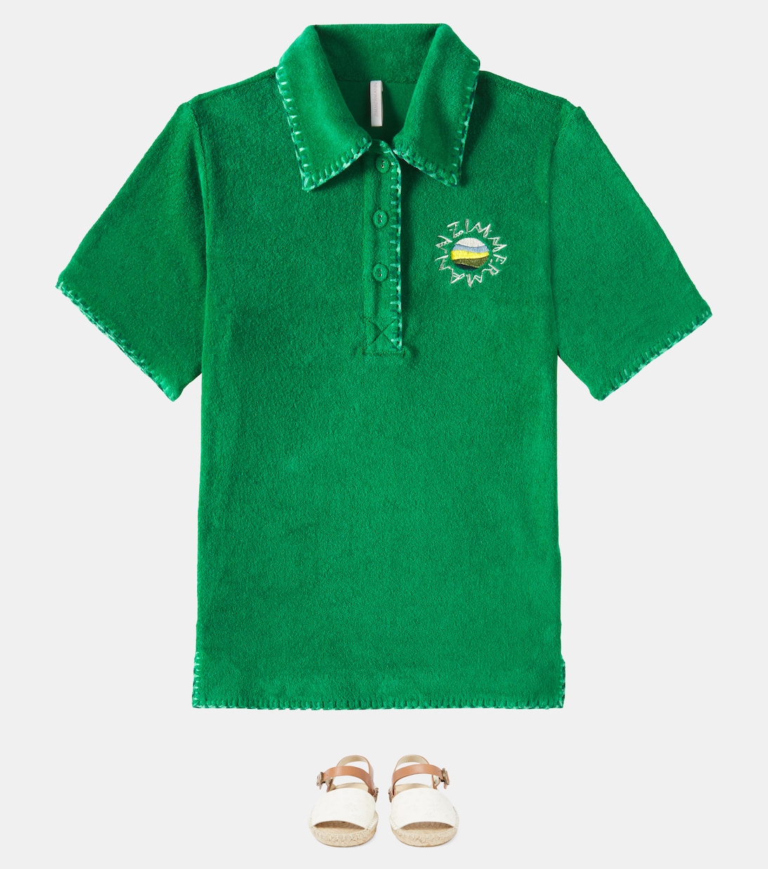 Платье из хлопкового велюра Everley Zimmermann Kids, Emerald — фото 2