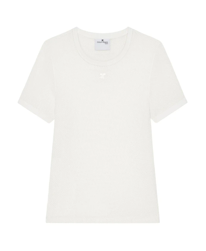 

Футболка с логотипом, круглым вырезом, из хлопка. Courrã¨Ges, белый