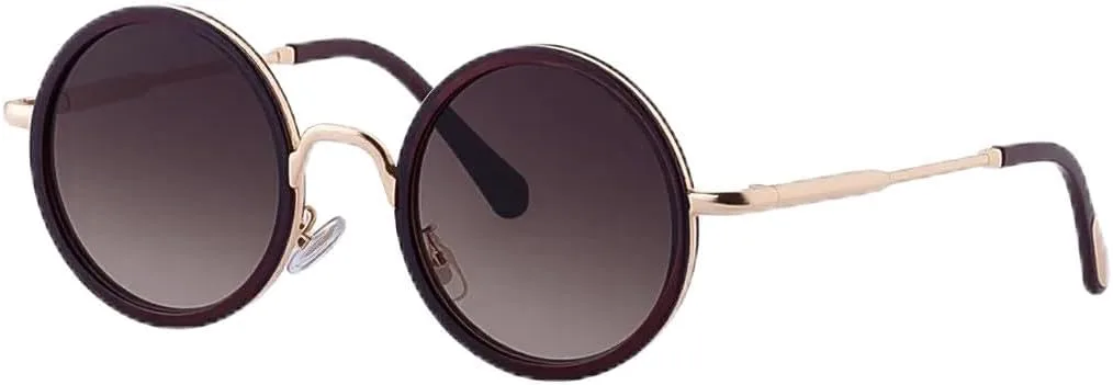 

Круглые металлические панк-солнцезащитные очки для женщин и мужчин, модные, для уличной фотографии на открытом воздухе, солнцезащитные TVTBBVV, Brown Gray