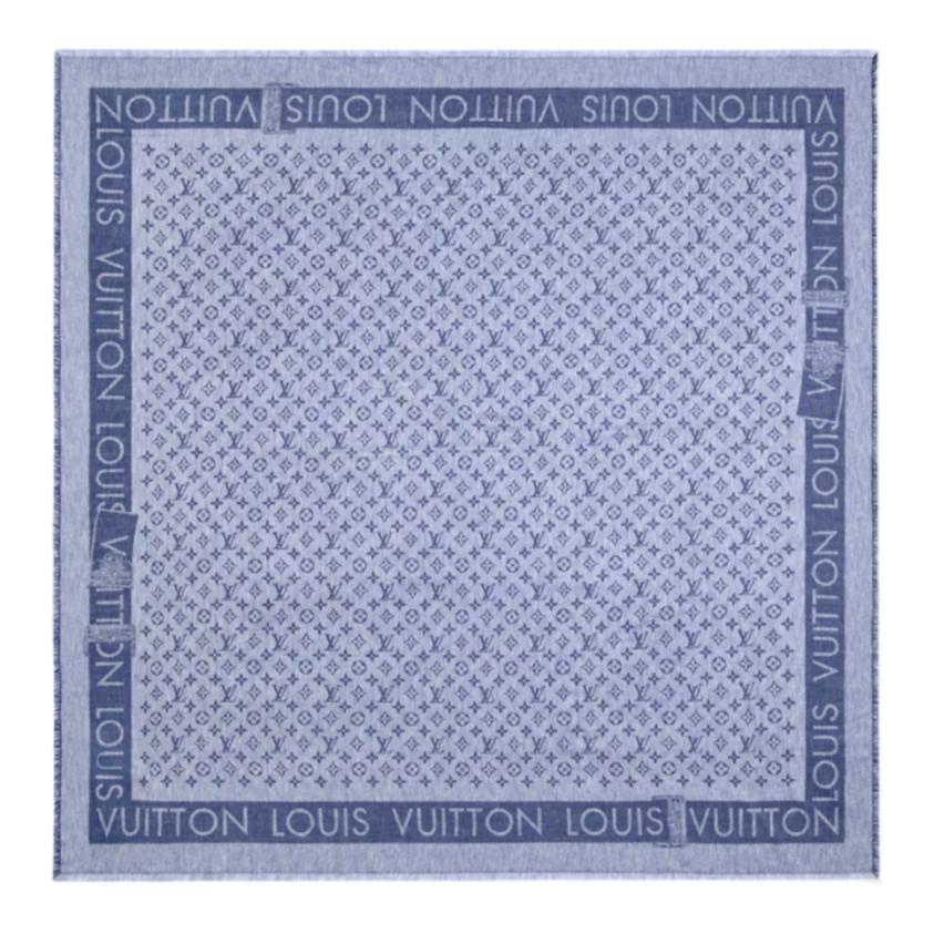 

Шелковый шарф женский голубой LOUIS VUITTON
