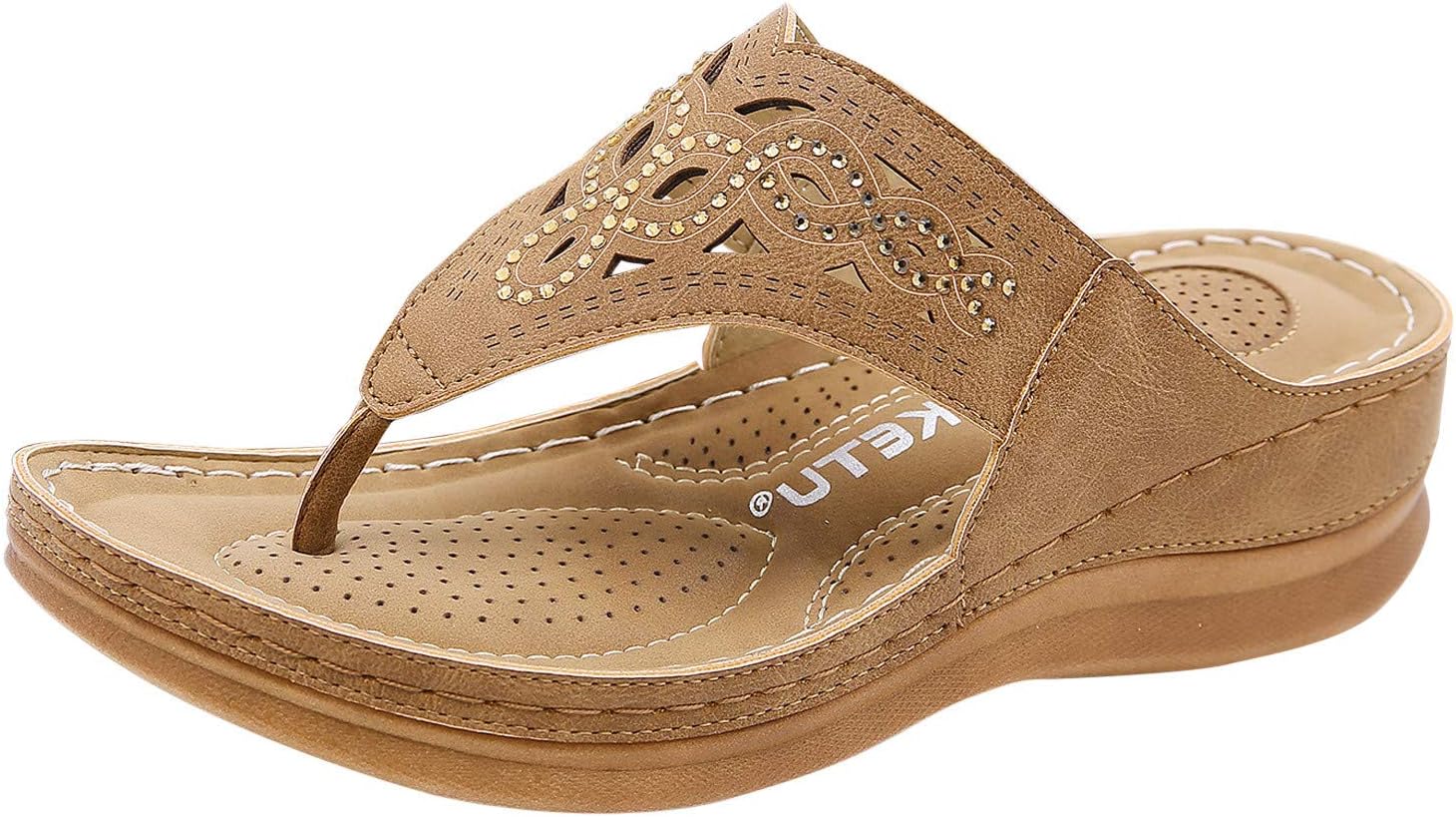 

Женские туфли Hollow Summers Винтажные сандалии с открытым носком на кристальных подошвах, шлепанцы с пряжкой на танкетке, женские тапочки, мужские шлепанцы, размеры Generic, коричневый