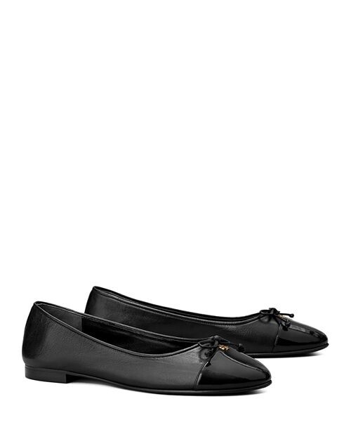 

Женские балетки без шнуровки с бантом и логотипом Tory Burch, цвет Black