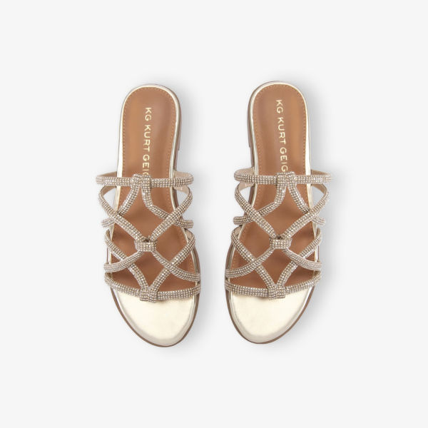 Сандалии Kg Kurt Geiger Перла плоские плетеные, золотой — фото 2