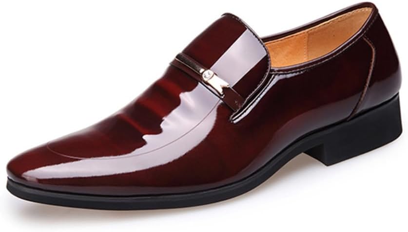 

Мужские классические деловые туфли, оксфорды для работы и официальных мероприятий, лаковые слипоны-лоферы, свадебные нарядные туфли Fenlogft, красный