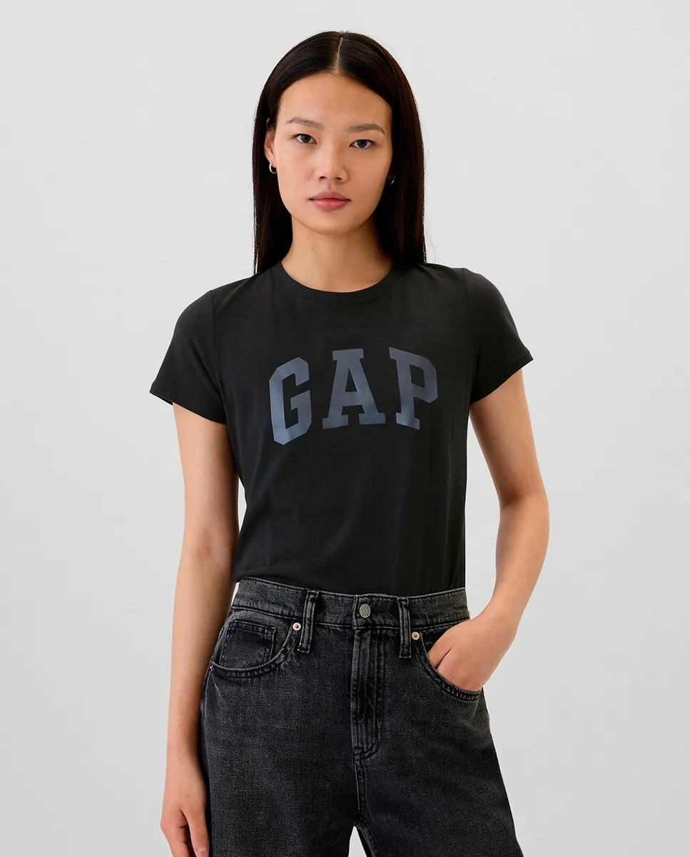 

Женская футболка с коротким рукавом и принтом спереди Gap, черный