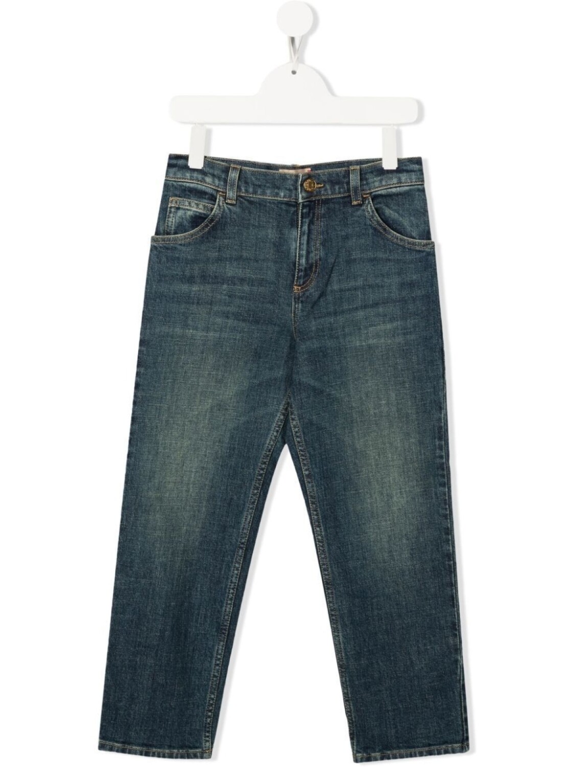 

Gucci Kids прямые джинсы с пряжками Horsebit, синий