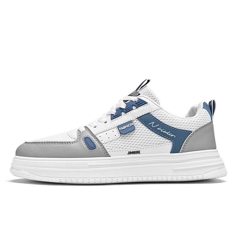 

King Jinmai Дышащие низкие скейтерские кроссовки мужские бело-синие, цвет White Blue