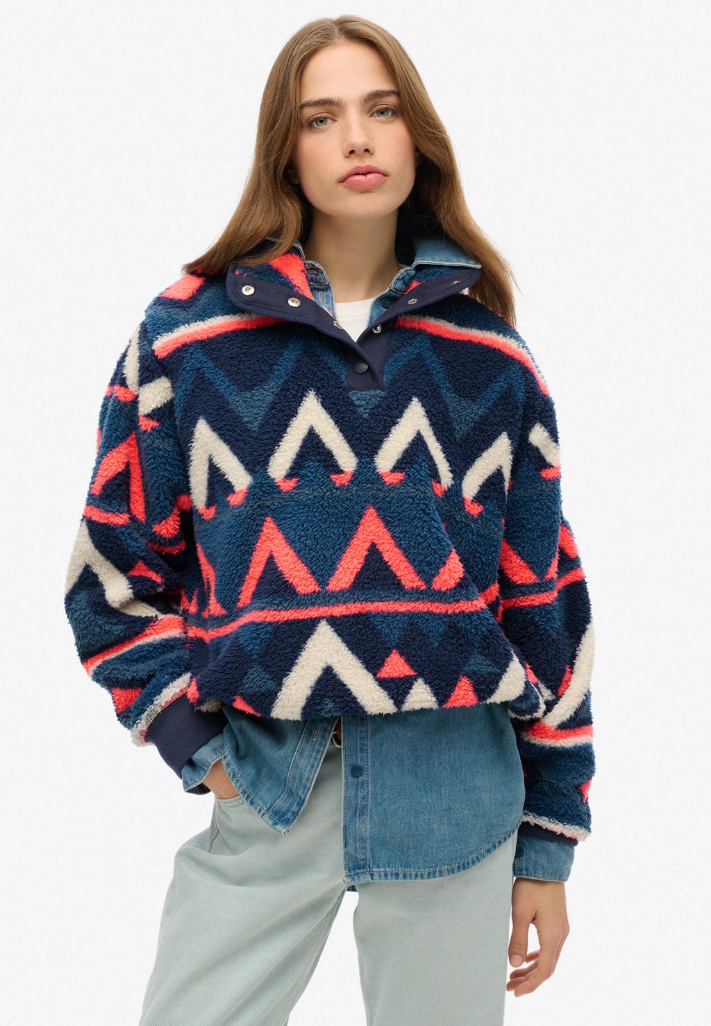 

Флисовый джемпер SOFT PRINTED Superdry, синий