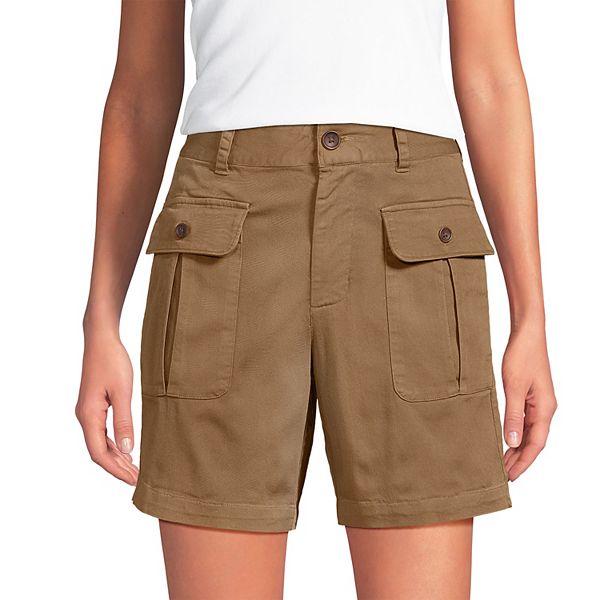 

Женские шорты карго с эффектом выцветания, высокая посадка, 7 дюймов Lands' End, Coriander
