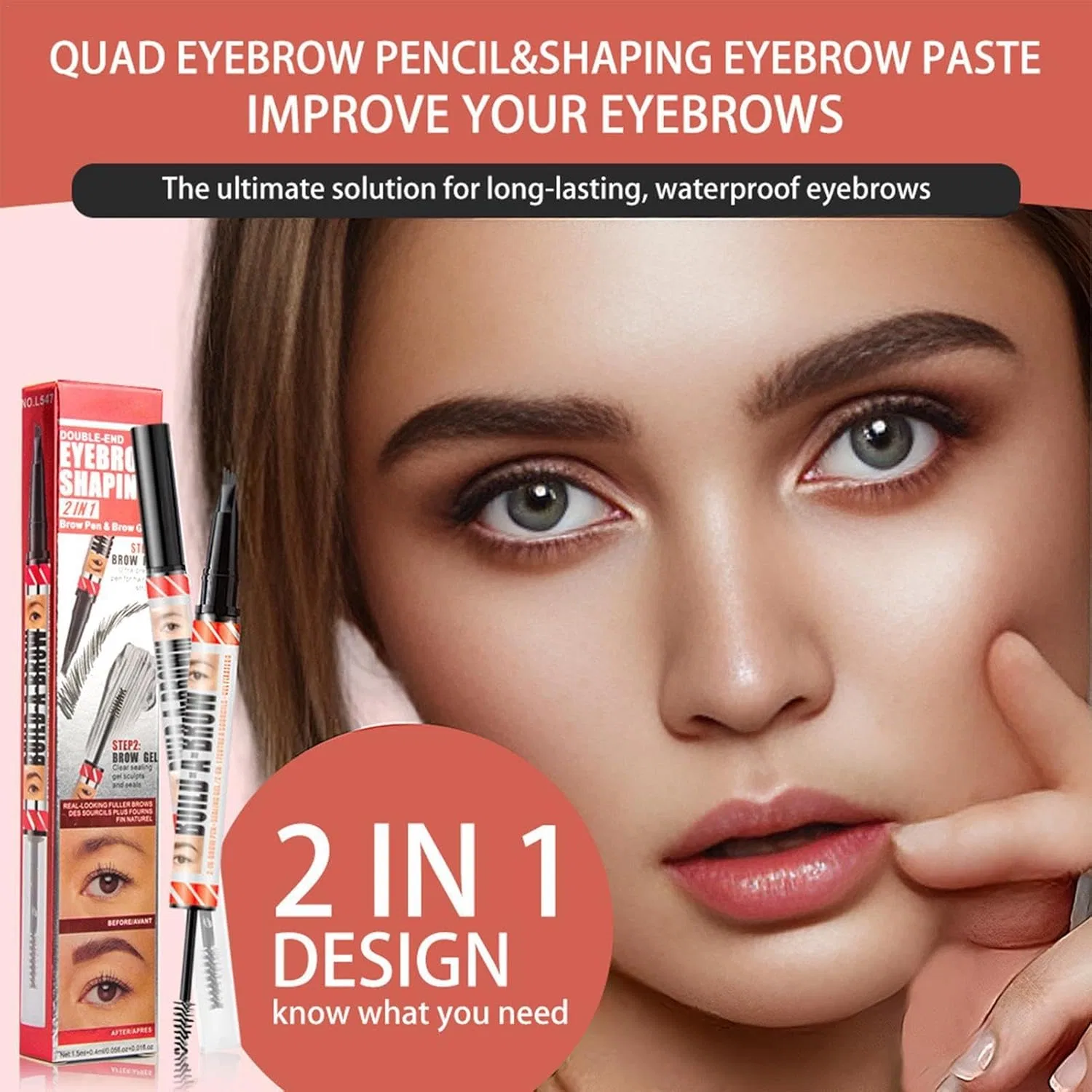 Карандаш для бровей водостойкий 3D Microblading, темно-коричневый — фото 3