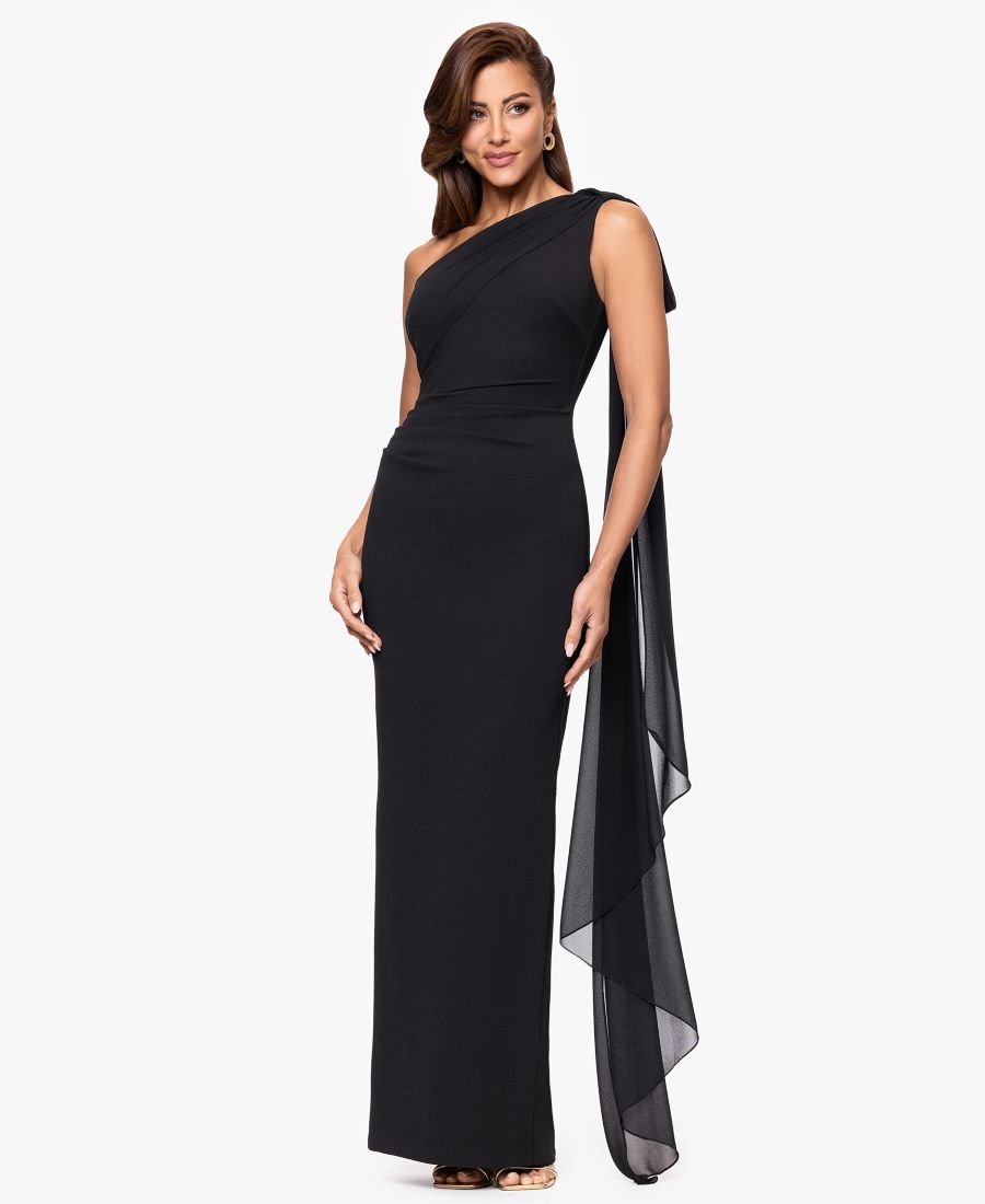 

Укороченное длинное платье на одно плечо XSCAPE, Black