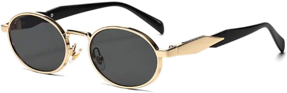 

Солнцезащитные очки с защитой UV400 | Металлические круглые линзы в стиле панк | Цветные линзы | Для женщин и мужчин | Для занятий спортом на открытом воздухе и вождения DSVIGF, Gold-black