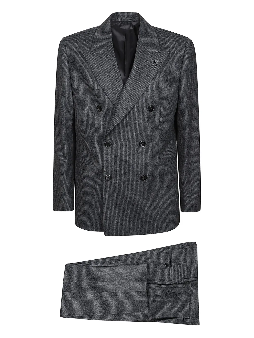 

Двубортный костюм в полоску Lardini, серый