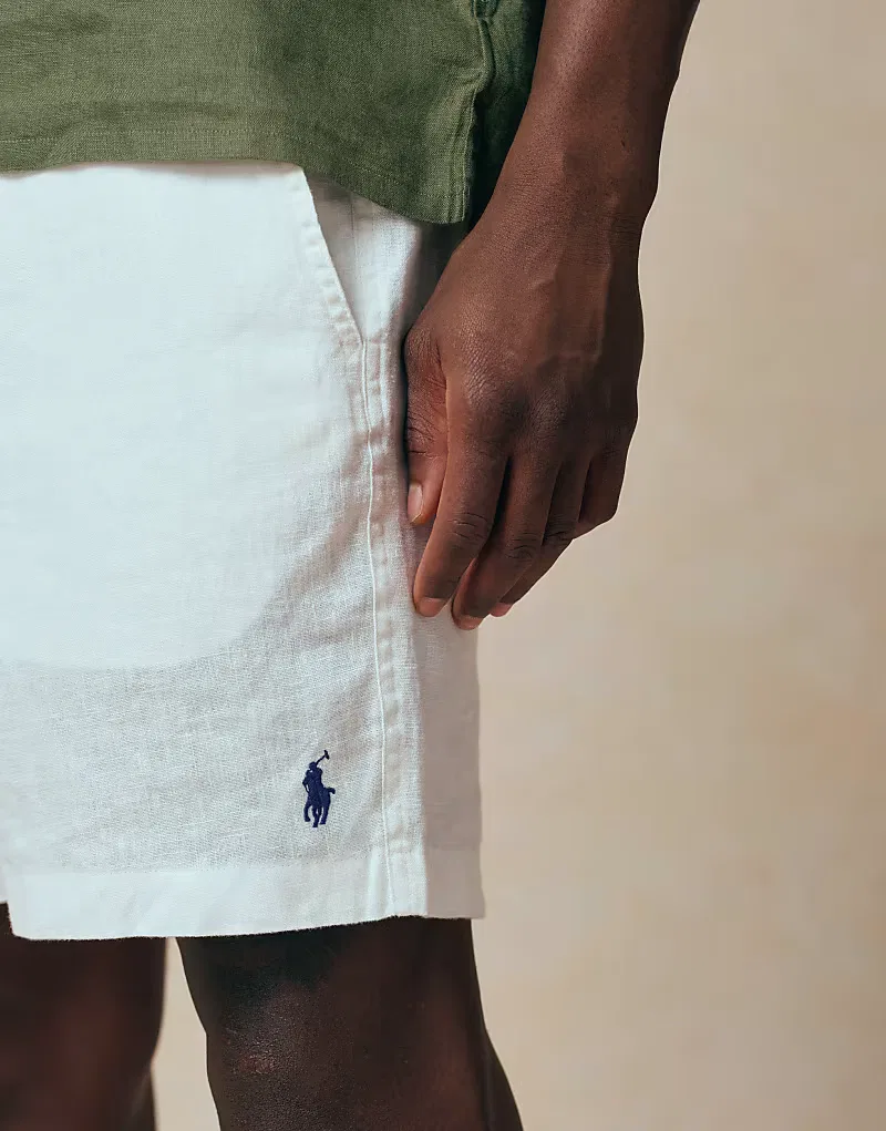 Шорты из окрашенного льна Polo Ralph Lauren, белый — фото 2