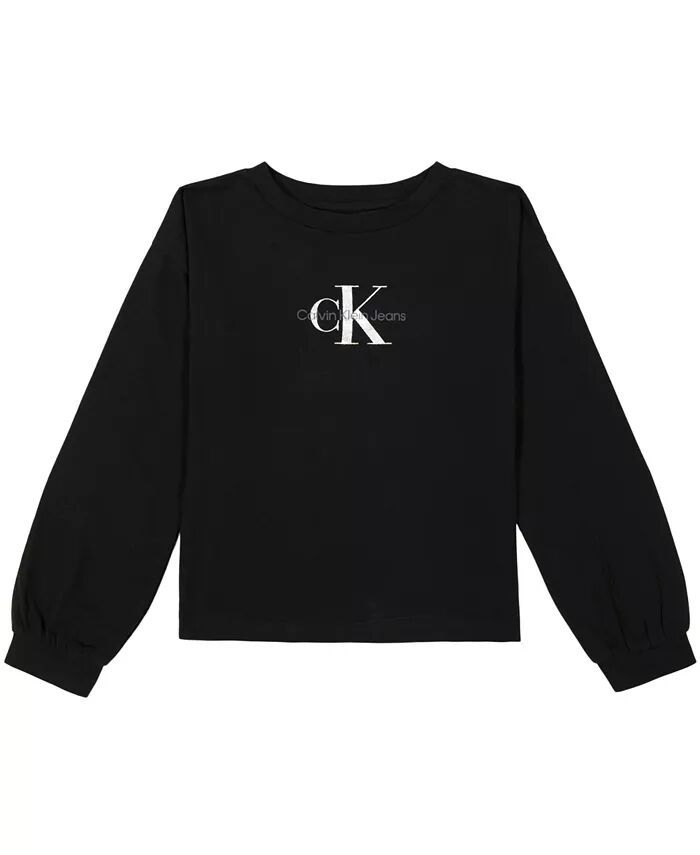 

Футболка с длинным рукавом для больших девочек Calvin Klein, черный