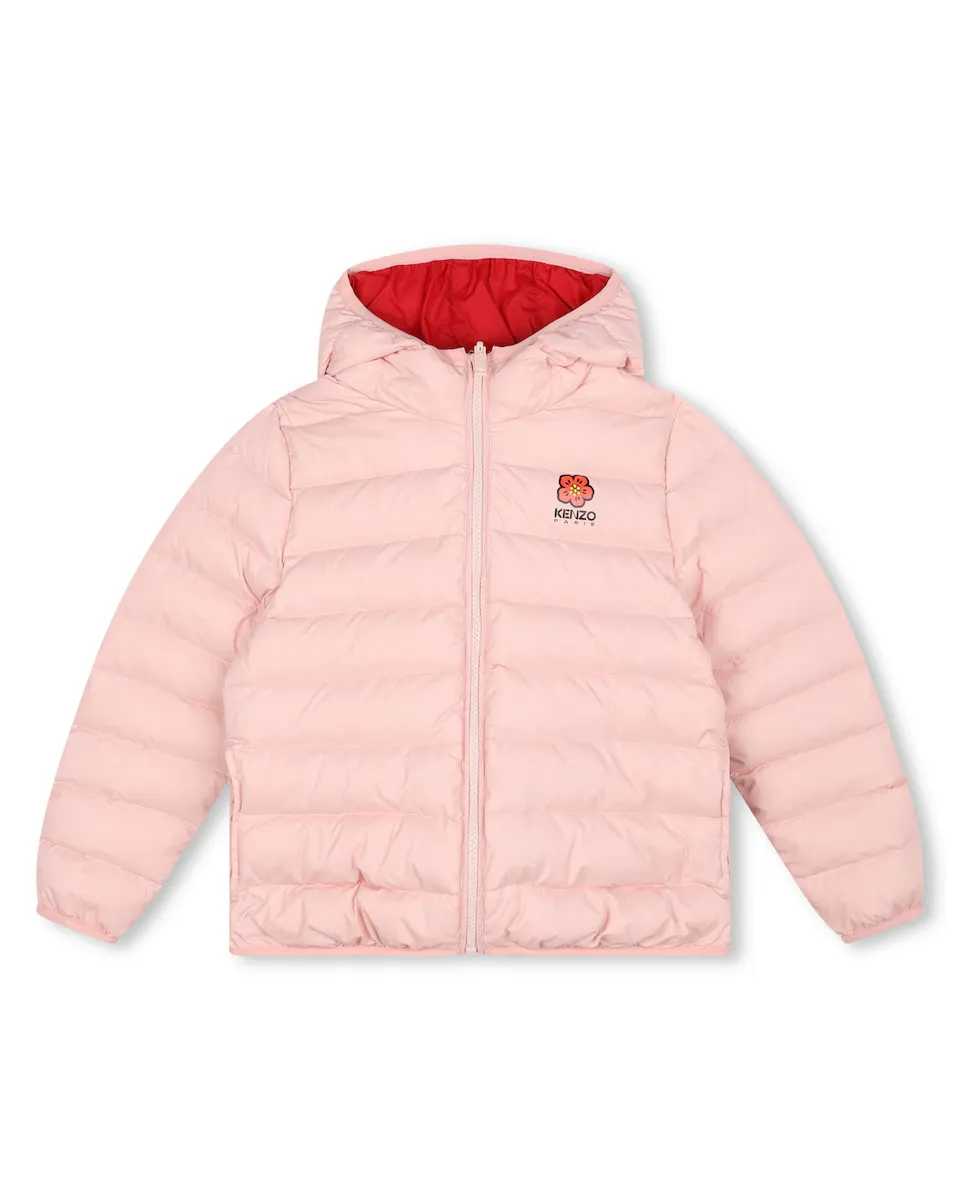 

Водонепроницаемая двусторонняя куртка-пуховик с капюшоном Kenzo Kids, розовый