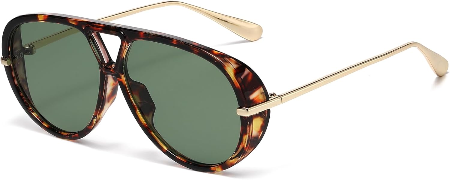 

Солнцезащитные очки-авиаторы AIEYEZO большого размера для женщин и мужчин, модные ретро-очки в крупной оправе, дизайнерские женские солнцезащитные очки, Tortoise/Green