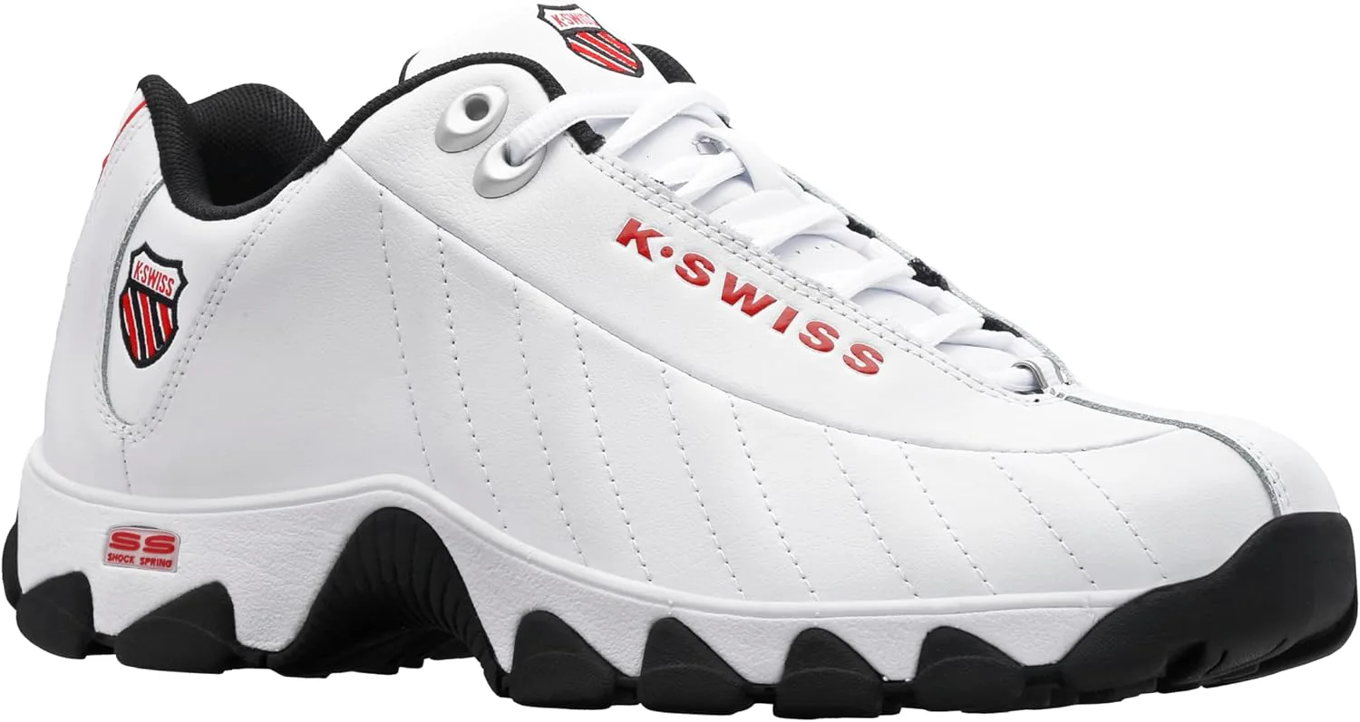 Мужские кроссовки K-Swiss ST329 CMF, широкие теннисные кроссовки для мужчин, прогулочная обувь с кожаным верхом, белый/черный/красный — фото 2
