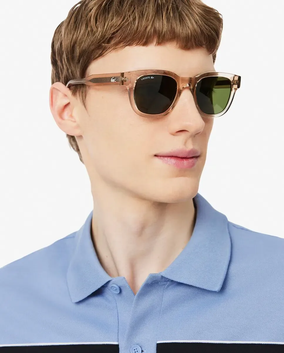 Мужское поло из пике прямого кроя Lacoste, светло-голубой — фото 3