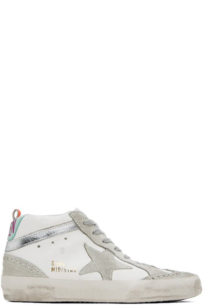 Эксклюзивные белые и серые кроссовки Mid Star от SSENSE Golden Goose