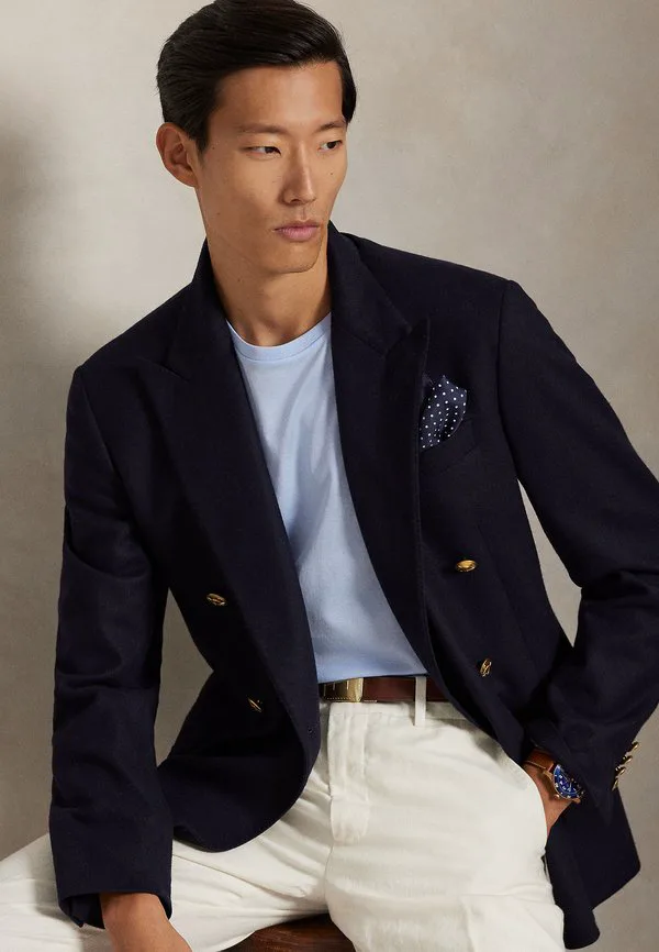 Футболка стандартного кроя lisle, базовая футболка Polo Ralph Lauren, Office Blue — фото 4