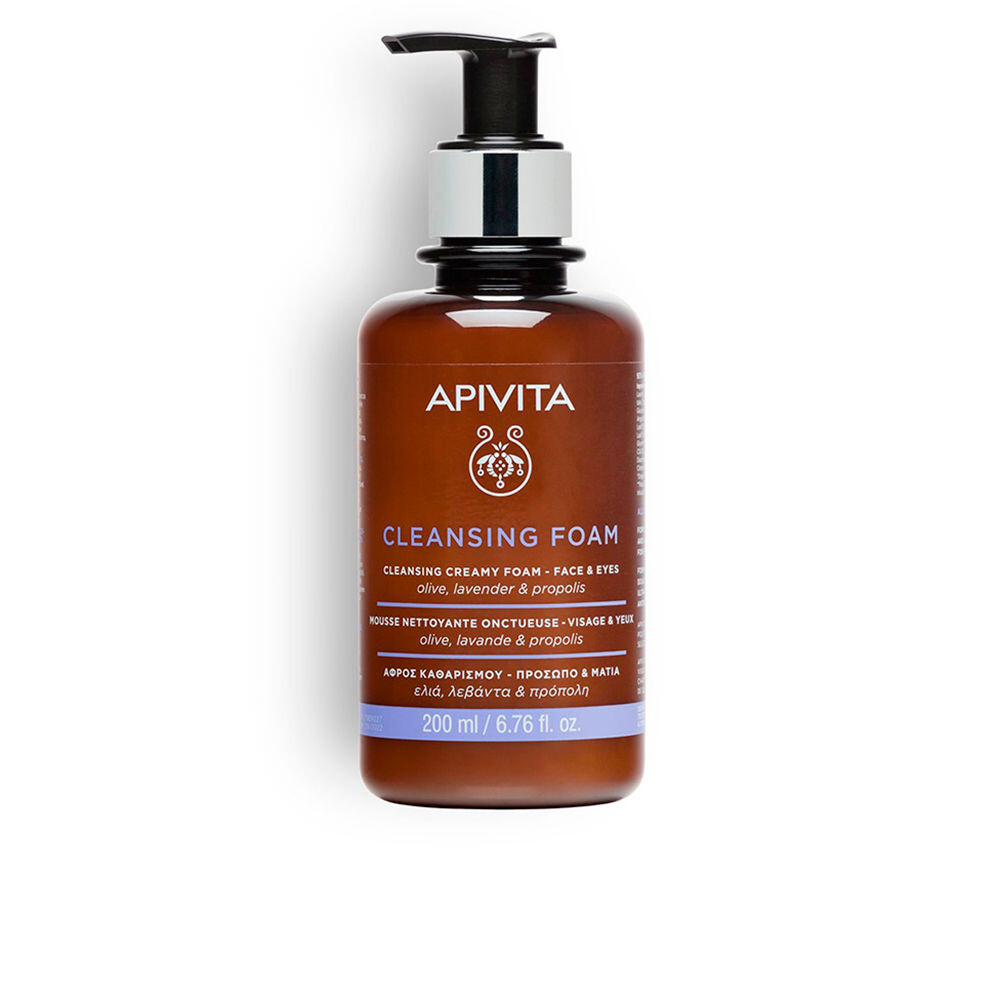

Очищающий крем для лица Crema espuma limpiadora facial y ojos con oliva y lavanda Apivita, 200 мл