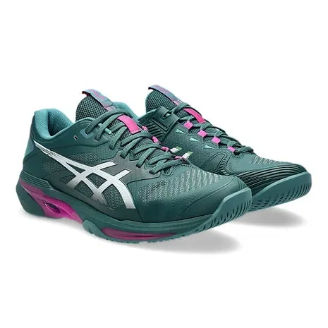 Мужские теннисные кроссовки для всех типов покрытий «Solution Speed FF 4» от ASICS, Green X Purple