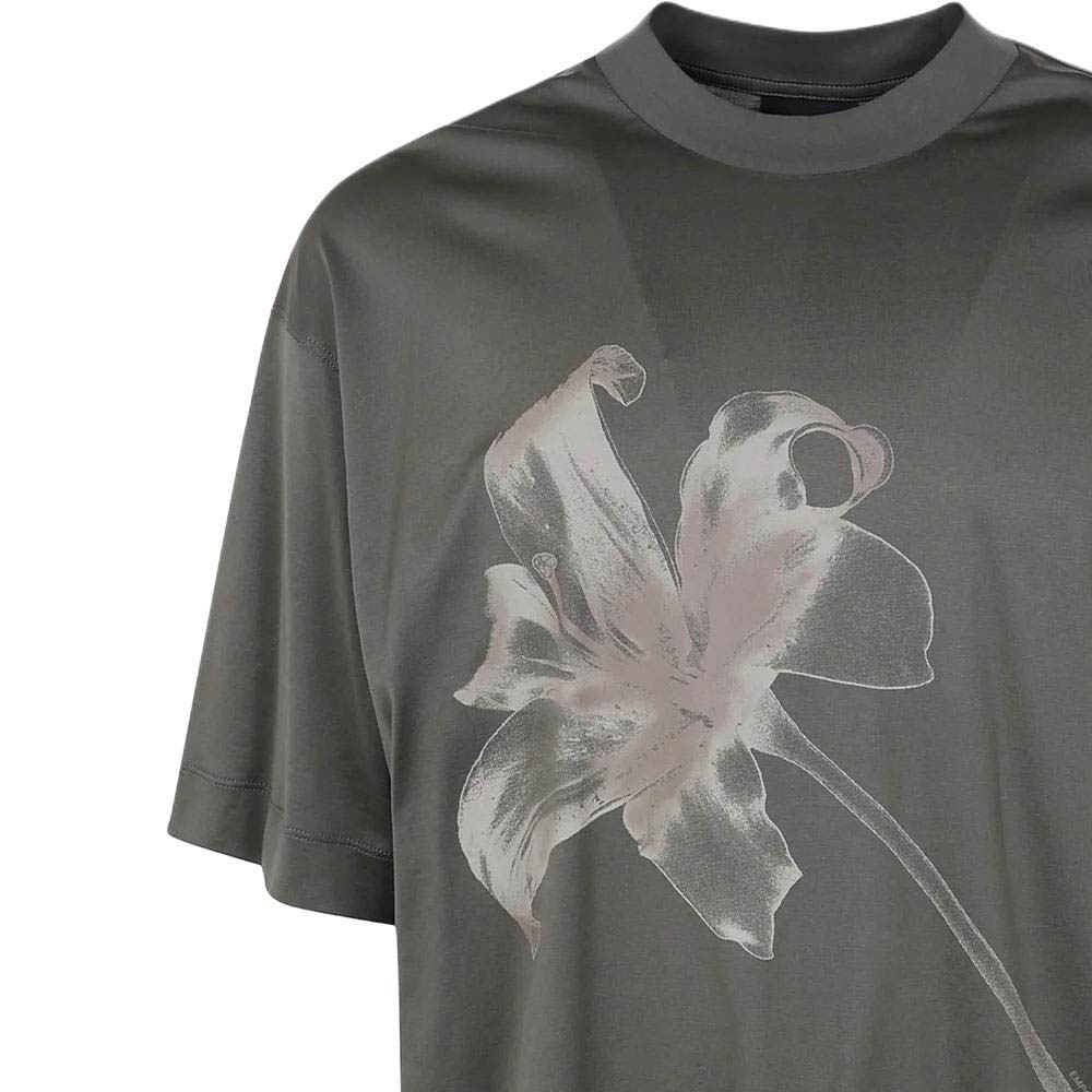 EMPORIO ARMANI Лиловая футболка с принтом Lily Printed — фото 4