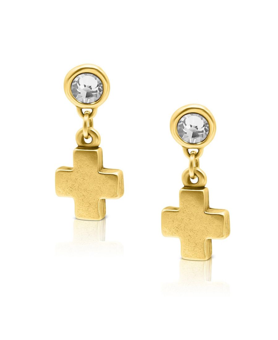 

Серьги-гвоздики с позолотой и кубическим цирконием, с крестиком Bowood Lane, Gold
