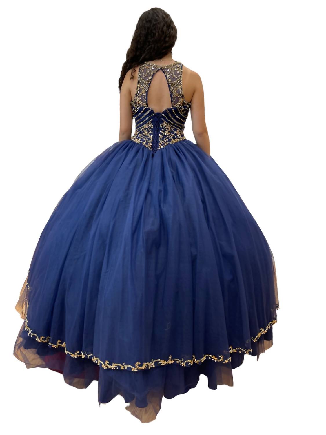 Платье Quinceañera без рукавов в цвете «синий/золотой» Mary's Bridal — фото 2