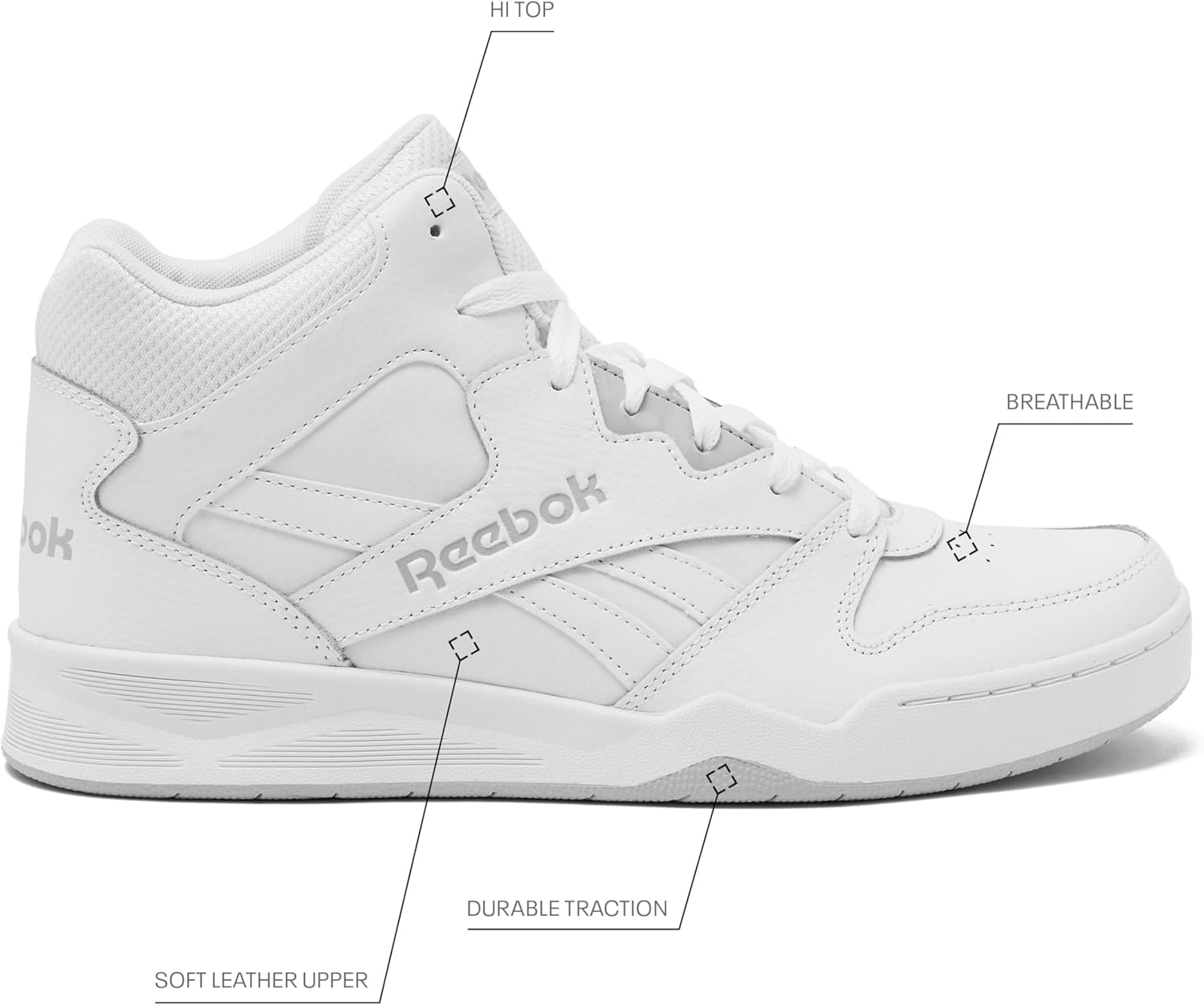 Reebok Royal BB4500 HI2 высокие кеды, белый/серый — фото 3