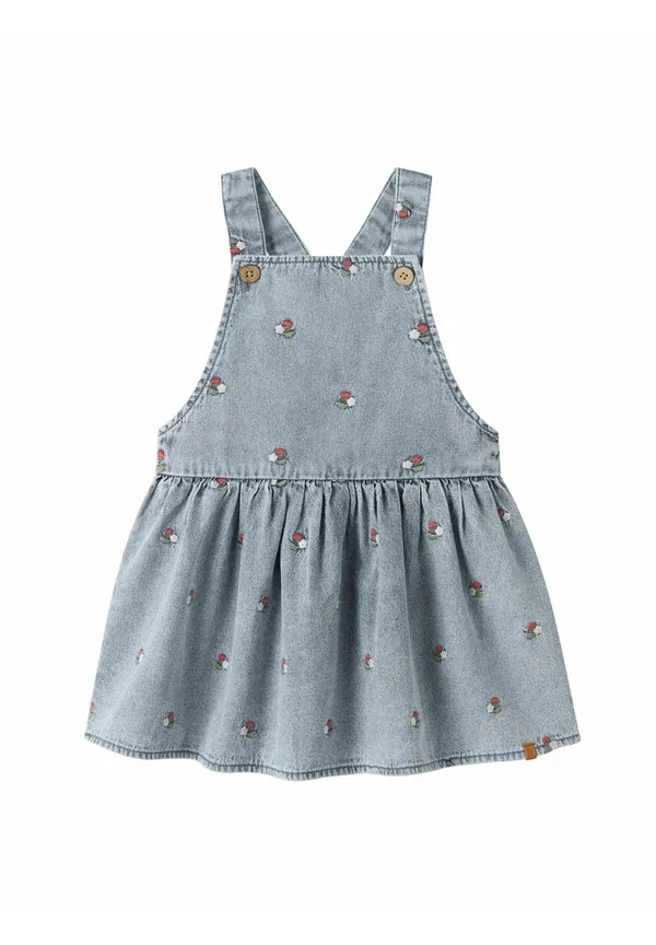 Платье джинсовое с вышивкой Lil' Atelier, средне-синий деним
