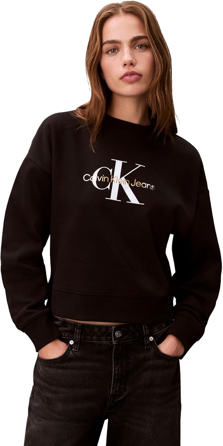 

Женская кофта с монограммой и логотипом Calvin Klein Crewneck, Black
