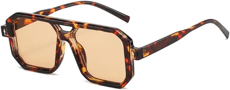 

Женские солнцезащитные очки с двойной перемычкой и заклепками, мужские, конфетного цвета, UV400, для занятий спортом на открытом воздухе, бега и путешествий UYPTK, Leopard Champagne