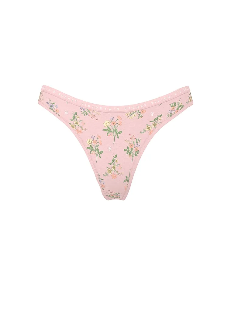 Трусики-Стринги из эластичного хлопка с высоким вырезом для ног Victoria'S Secret, Smooth Angel Pink Floral Bouquets — фото 3